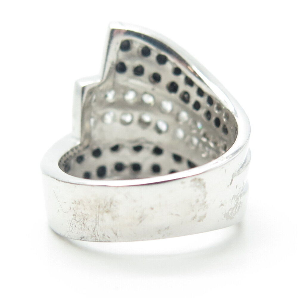 925 Sterling Silver White & Black C Z Ring Size 8.75 - Picture 5 of 10